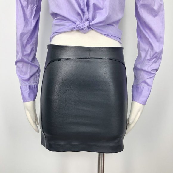Monika Chiang SM Black Stretch Leather Mini Skirt - Picture 1 of 7